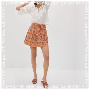Anthropologie Meghan embroidered mini skirt